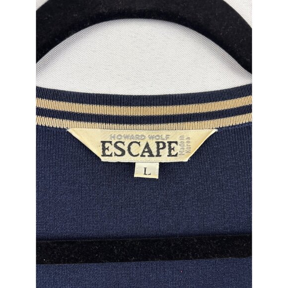 Women’s Howard Wolf Escape Size Large Navy Blue Long Sleeve Sweater with Cream S - Picture 3 of 5